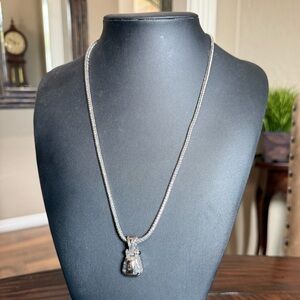 John Medeiros Tahoe Jewelry 2 Tone Gold Dome Anvil Slider and Silver Chain VTG